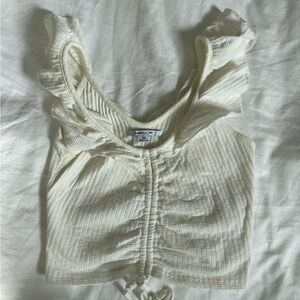 O'Neill Cream Ruffle Tank Top